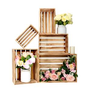 lot 11187 image: 5 Pcs Wooden Crates for Display, Nesting Wood Crate for Storage, 5 Size