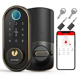 lot 11201 image: Smart Keyless Entry Door Lock - Fingerprint Electronic Deadbolt Touchscreen Keypad SMONET Biometric Digital Bluetooth Door Lock Smart Deadbolt Compatible with Alexa for Homes and Hotel