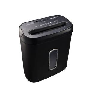 lot 11210 image: Amazon Basics 8-Sheet High Security Cross Cut Paper and Credit Card Shredder with P-4 Security, Auto Shut-off, Black