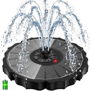 lot 11222 image: Yzert Solar Fountain with 2000mAh Battery & Innovative Indicator Works in Cloudy Day, 3.5W 2026 Glass Solar Water Fountain Pump Flower Shape with 7 Nozzles for Bird Baths, Ponds, Outdoors (Black) (Used)