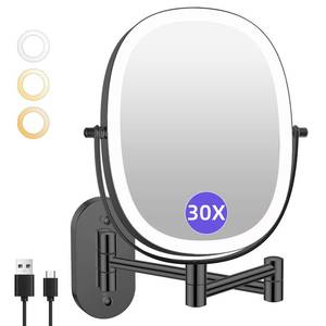 lot 11232 image: FUNTOUCH 5000mAh Rechargeable Wall Mounted Lighted Makeup Mirror,Black