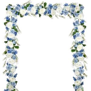 lot 11243 image: DearHouse 2Pcs Artificial Peony Flower Garland - Silk Peony Garland with Purple White Flowers for Wedding Party Table Decoration,6ftStrand(White& Blue&Dark Blue)