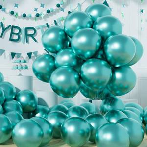lot 12207 image: AULE 50Pcs Metallic 12 Inch Teal Green Chrome Helium Shiny Balloon