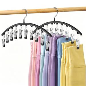 lot 12225 image: Volnamal Legging Organizer for Closet,2 Pack Metal Yoga Pants Hangers w10 Clips Hold 20 Leggings,Space Saving Hanging Closet Organizer Clothes Hanger College Dorm Essentials Apartment Essential,Black (Only One)