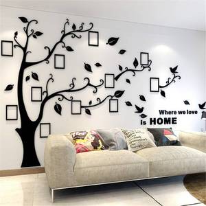 lot 12231 image: 3D Tree Wall Stickers - DIY Photo Frame Tree Wall Decal Family Photo Frame Sticker Murals Wall Decor Living Room Bedroom TV Background Home Decorations (M83  59in,Black Right)