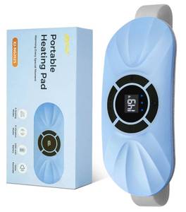 lot 12234 image: Portable Cordless Heating Pad for Period Cramps, Voice Reminder Menstrual Heating Pad with 6 Heat Levels and 6 Massage Modes, 3s Fast Heating, Gifts for Women Girls, Blue