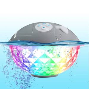 lot 12235 image: Blufree Floating Pool Speakers with Colorful Lights, IP68 Waterproof Bluetooth Speaker for Pool, Crystal Clear Sound Hot Tub Speaker for Pool, Spa and Outdoor