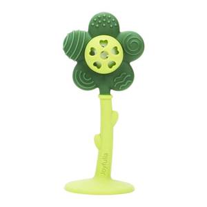lot 12247 image: Baby Teething Toys and Rattle 2-in-1 for Babies 0-6 6-12 Months, Food Grade Silicone Teethers for Baies 3-6 Months, Infant Teething Relief Chew Toys, Sunnyflower Teether Toy BPA Free - Green