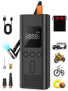 lot 12262 image: AIRSURE Tire Inflator Portable Air Compressor, Bike Pump with Auto Shut-Off