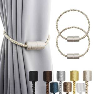 lot 12266 image: Porlau 2 Pack Beige Strong Magnetic Curtain Tiebacks Outdoor Elegant Decorative Tie Backs Modern Rope Tiebacks for Drapes Window Curtain Holdbacks for Draperies