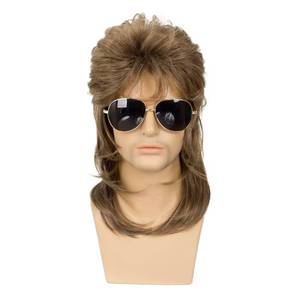 lot 12272 image: Baruisi Mens Mullet Wig 70s 80s Halloween Cosplay Costume Wigs for Fancy Dress,Light Brown