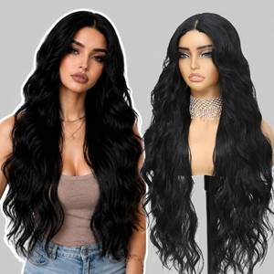 lot 12289 image: XCHJH Balayage Brown 4x1 Pre Cut Lace Synthetic Lace Front Wig with Baby Hair Heat Friendly Body Wave Ombre Wig for Women 30 Inch Glueless Ready to Wear Synthetic Hair
