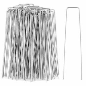 lot 12294 image: 200 Pack 8 Inch Landscape Staples, Weed Barrier Stakes, 11 Gauge Galvanized
