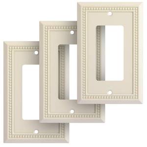 lot 12326 image: Henne Bery Sunken Pearls Heavy Duty Decorative Wall Plate Switch Plate Outlet Cover (Single Decorator, 3 Pack, Light Almond)