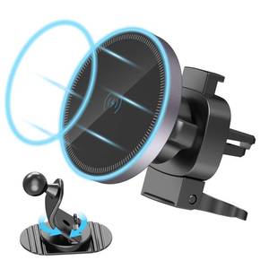 lot 12329 image: Romatico Car Mount Charger-15W Fast Charging Wireless Car Charger-Magnetic Car Phone Holder for Dashboard Air Vent - Rotation 360° & HandsFree