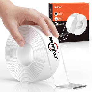 lot 12333 image: NULTAT Double Sided Tape Heavy Duty, Nano Reusable, Removable, Washable Double Stick Tape for Wall, Multipurpose Clear Adhesive Tape 1.18 x 120(10 Feet)