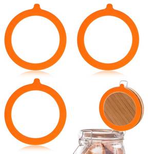 lot 12335 image: 4 PCS Rubber Seals for Glass Jars, Silicone Replacement Gasket, 4.5 Silicone Sealing Ring, Airtight Rubber Seals Rings for Mason Jar Lids (Orange)