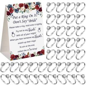 lot 12336 image: Woanger Bridal Shower Ring Game, 50 Pcs,Navy and Burgundy Floral,Silver