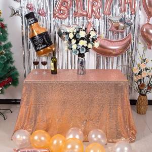 lot 12344 image: JYFLZQ Rose Gold Sequin Tablecloth Glitter Table Cover 50x80 Inch Rectangle