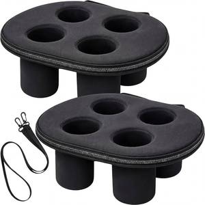 lot 13774 image: Honeydak 2 Pcs Neoprene Floating Drink Holder 4 Cup Floating Coaster Pool Drink Holder with Rope for Summer Tub Fun Lake Boat Party