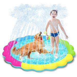 lot 13775 image: Raxurt Splash Pad, 87in Anti-Slip Splash Pad for Kids Dogs Thickened Durable Bath Pool Pet Summer Outdoor WaterToys Backyard Fountain Play Mat, Colorful