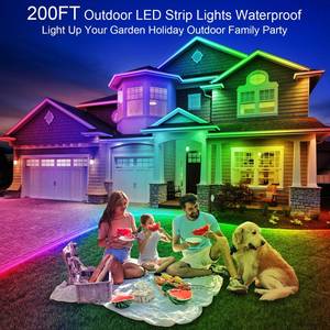 lot 13777 image: LETIANPAI 200ft Outdoor LED Strip Lights Waterproof, IP68 Outside Led Light Strips with App and Remote,Music Sync RGB Exterior Rope Self Adhesive Back for Deck,Balcony,Pool