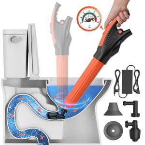 lot 13778 image: IVOTOW Electric toilet plunger,Toilet Auger with Pressure Gauge, Electric Drain Snake for Clogged Toilet, High-Pressure Toilet Auger, plungers for bathroom,Pneumatic Toilet Auger Tool