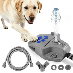 lot 13780 image: Outdoor Dog Water Fountain, Paw Activated Pet Water Dispenser, Step On Dog Sprinkler, Dog Drinking Station for Medium Large Dogs, Yard & Garden - Hose Connected, No Tank Design