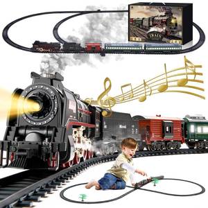 lot 13805 image: Train Set with More Tracks & Carriages, Luxury Train Toys with Smoke, Light and Sound, Christmas Train Sets for Around The Tree, Toy Train Set for 3 4 5 6 7 8 Years Old Boys Toddlers Gifts