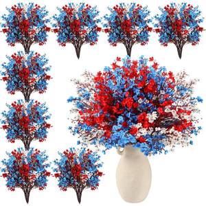 lot 13811 image: Lyrow 24 Pcs Red White Blue Patriotic Artificial Flowers Pick Stems