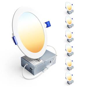 lot 13816 image: Ensenior 6 Pack 6 Inch LED Recessed Light, 5CCT Dimmable Canless Wafer