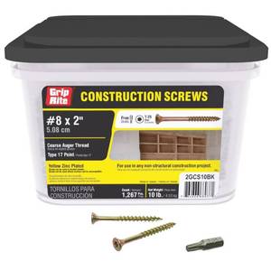 lot 13832 image: Grip Rite Prime Guard 2GCS10BK T25 Star Drive Construction Screws with Type 17 Tip 10-Pound Box, 8 by 2