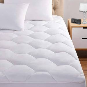 lot 13856 image: Full Mattress Pad, 8-21 Deep Pocket Protector Ultra Soft Quilted Fitted Topper Cover Fit for Dorm Home Hotel -White