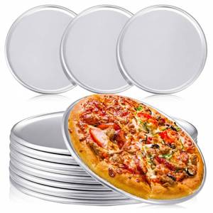 lot 13858 image: Rtteri 24 Pcs Pizza Pan Bulk Restaurant Aluminum Pizza Pan Set Round Pie Cake Plate Rust Free Cake Tray for Oven Baking Home Kitchen Restaurant Easy Clean (12 Inch)