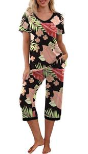 lot 14282 image: PrinStory Womens Pajama Sets Capri Pjs Soft Lounge Sets XL