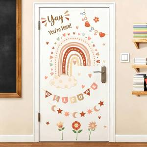 lot 14298 image: Boho Classroom Welcome Signs Decals for Front Door Kids Rainbow Art Sticker