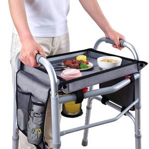 lot 14307 image: Folding Walker Tray with Cup & Side Pocket, Non-Slip Tool-Free Clip-On