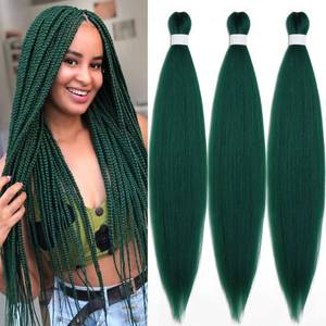 lot 14319 image: UPruyo Prestretched Braiding Hair 30 inch Emerald Green Braiding Hair Kanekalo Colored Hair Extensions for Braiding Box Braids Long Micro Knotless Pre Stretched Braiding Hair (Pack of 3)