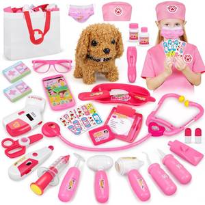 lot 14329 image: 33PCS Toy Doctor Kit for Girls, Pet Vet Role Play Toy for Aged 3 4 5-8