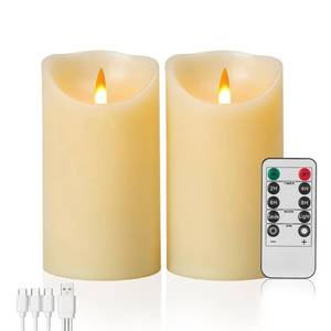 lot 14341 image: Autbye Rechargeable Flameless Candle, Realistic 3D Flickering Warm Flame, LED Candle with Remote Control & Timer for Holiday, Wedding, Patio and Home Decoration(Set of 2)