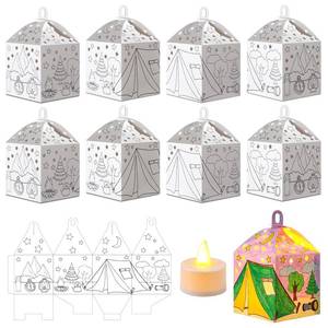 lot 14345 image: Glooglitter 36 Set Camp Crafts Kits with LED Candles Lights Color Your Own Luminaries DIY Lantern Craft Hanging Decor Ideal Gifts for Summer Party Activities Decorations