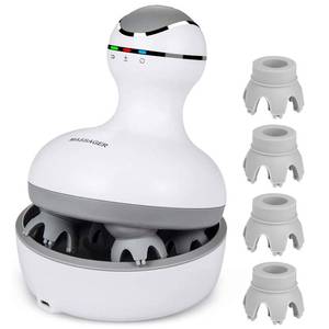lot 14349 image: cotsoco Electric Scalp Head & Back Massager, Cordless Hair Massage Waterproof Head Massager with 4 Heads 84 Nodes for Hair Growth, Stress Relief & Deep Clean, Gifts for Men Women, White