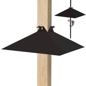 lot 14354 image: PirateAnt Metal Squirrel Baffle for 4x4 Post, 21 Inches Wide,Adjustable Opening Size for Minimum 0.4 Inch Bird Feeders Pole, Squirrel Baffle for Bird Feeders Without Removing Shepherds Hooks. 1Pack.