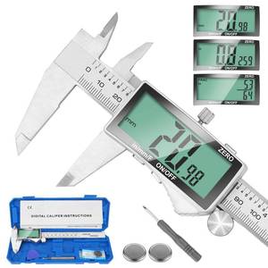 lot 14366 image: Digital Caliper, 6 Inch Caliper Tool with Extra Large LCD Screen, Auto-Off Feature, Easy Switch from Inch Metric Fraction, Stainless Steel Vernier Caliper Measuring Tool for DIYHousehold