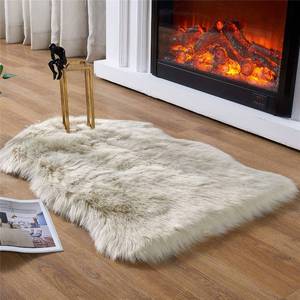 lot 14385 image: EasyJoy Ultra Soft Fluffy Shaggy Area Rug Faux Fur Rug Chair Cover Seat Pad Fuzzy Area Rug for Bedroom Floor Sofa Living Room (2 x 3 ft Sheepskin, Beige)