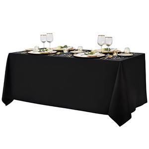 lot 14392 image: Surmente 90x132 Inch Black Tablecloth for 6-8 Foot Rectangle Tables
