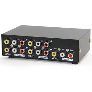 lot 14397 image: Panlong 4-Way AV Switch RCA Switcher 4 in 1 Out Composite Video LR Stereo Audio Selector Box for DVD STB Game Consoles