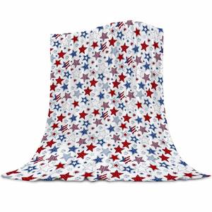 lot 14402 image: Patriotic Throw Blanket - 4th of July Memorial Day Independence Day American Flag Stars & Stripes Blankets - Red White Blue Plush Flannel USA Throw for Kids Boys Girls Couch Sofa Bed 40x50 Inches
