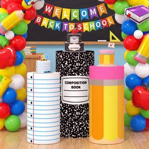lot 14403 image: Frienda Set of 3 Back to School Cylinder Stand Covers,Composition