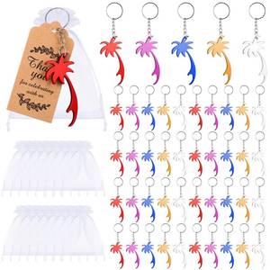 lot 14404 image: Sureio 24 Pcs Hawaiian Party Favors Including Palm Tree Bottle Opener Keychains Organza Bags Thank You Tags Summer Beach Luau Party Favors for Guests Gifts Baby Shower Decorations